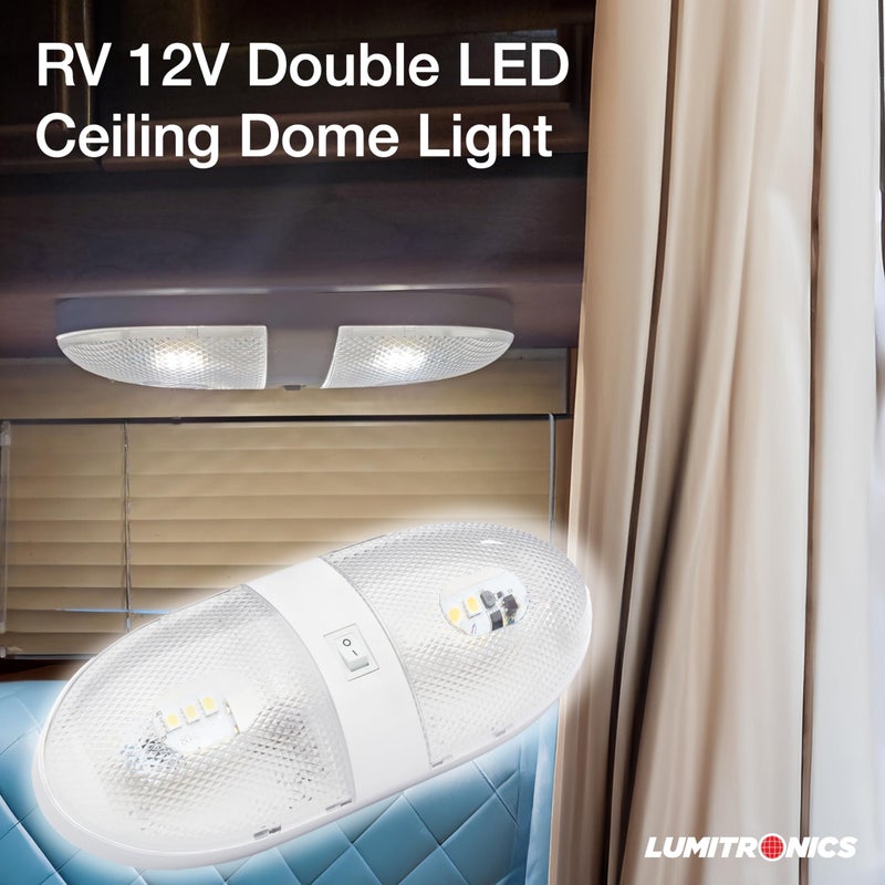 Lumitronics RV 12V Double LED Ceiling Dome Light, On/Off Switch, Removable Lenses - Image 5